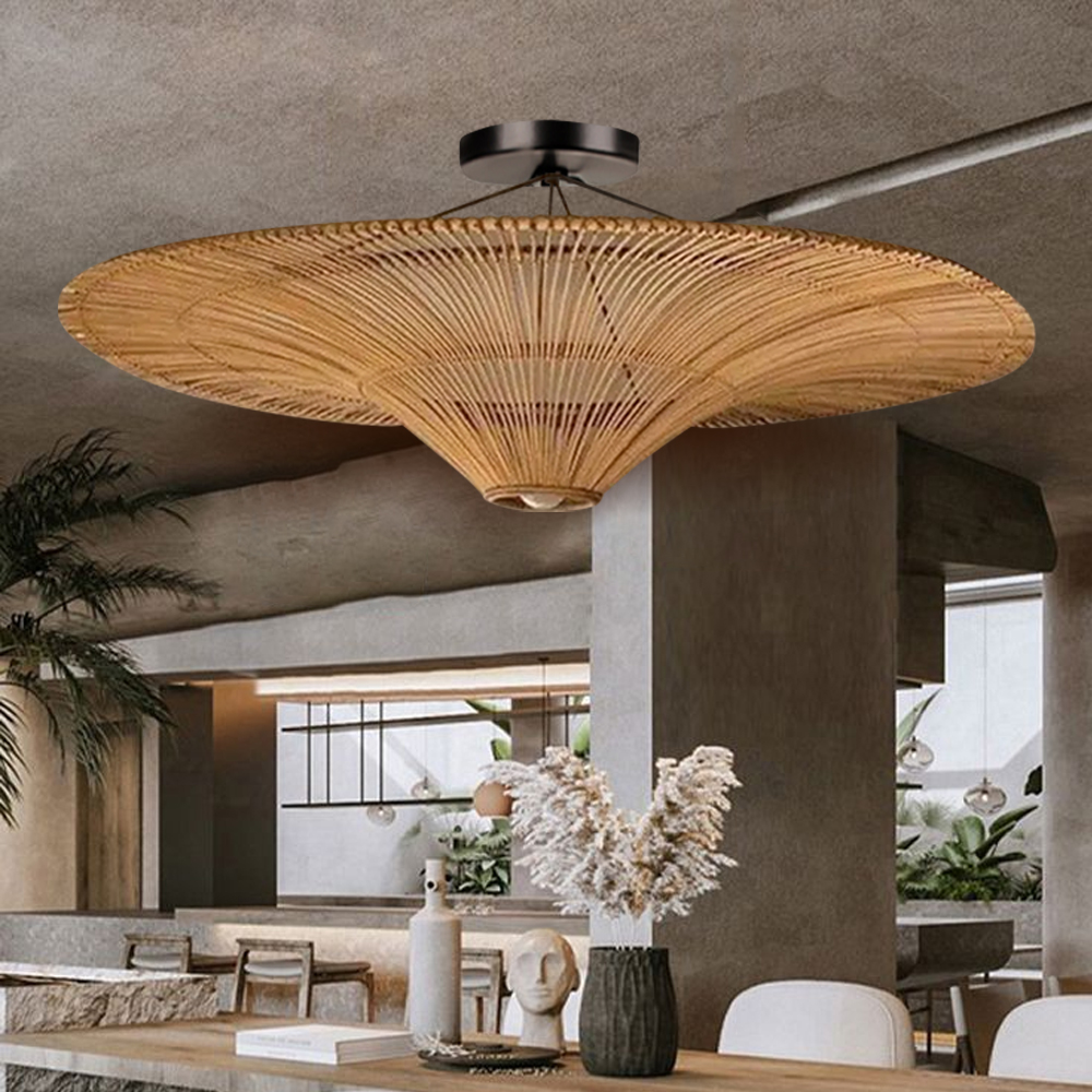 Large Modern Rattan Pendant Light Ceiling Lampshade 60CM-Handwovenlamp
