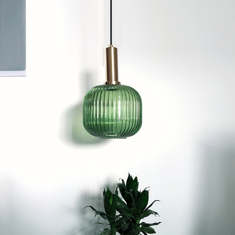 Dark Green Small Glass Pendant Light Kitchen Island Restaurant Retro Chandelier American Home Lighting-Handwovenlamp