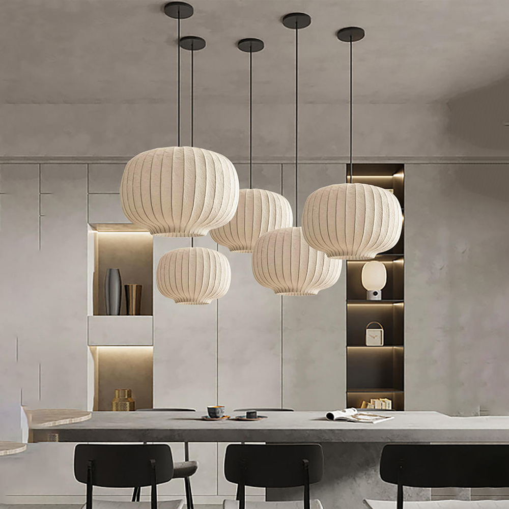 Japanese Style Wabi-sabi Silk Pendant Light Fixture Restaurant Art Chandelier-Handwovenlamp