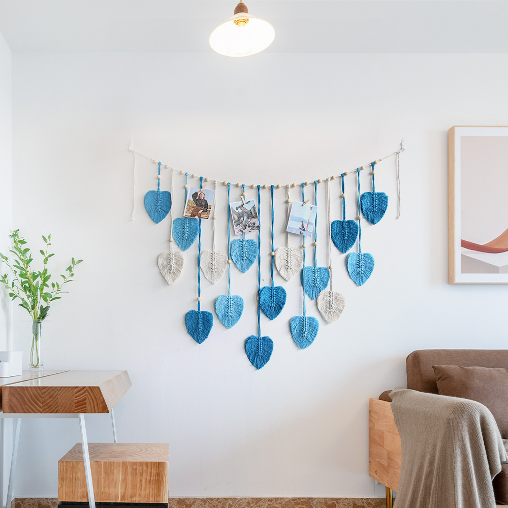 Bohemian Decorative Handwoven Leaf Tapestry Children's Room Background Tassel Wall Hanging-Handwovenlamp