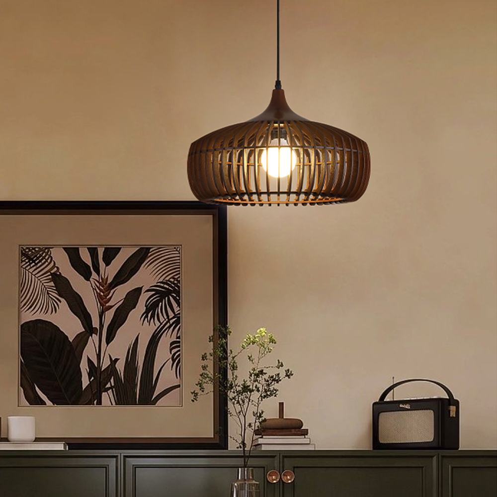 Japanese Retro Bar Table Wooden Pendant Lights Restaurant Lamp Medieval Lamp Fixture-Handwovenlamp