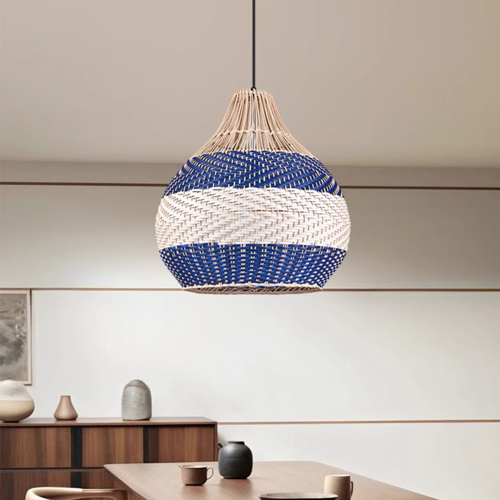 Handmade Rattan Pendant Light Fixture for Kitchen Island-Handwovenlamp
