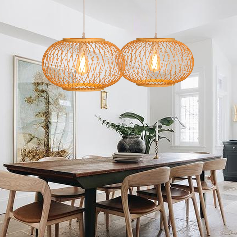 Restaurant decor bamboo Pendant Lamp Fixture Kitchen Island Lighting Furniture-Handwovenlamp