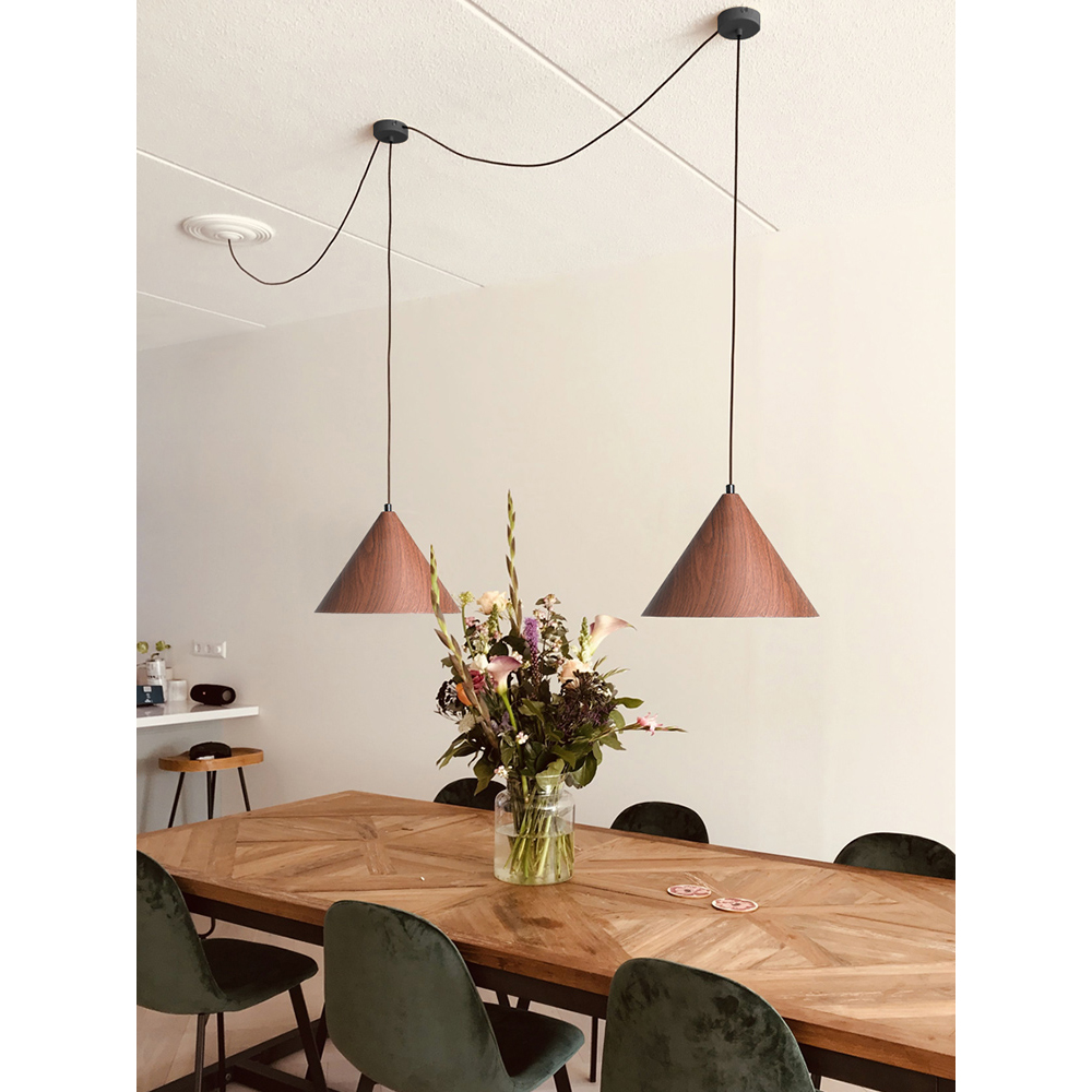Dining Room Inverted Triangular Funnel Wooden Pendant Light-Handwovenlamp