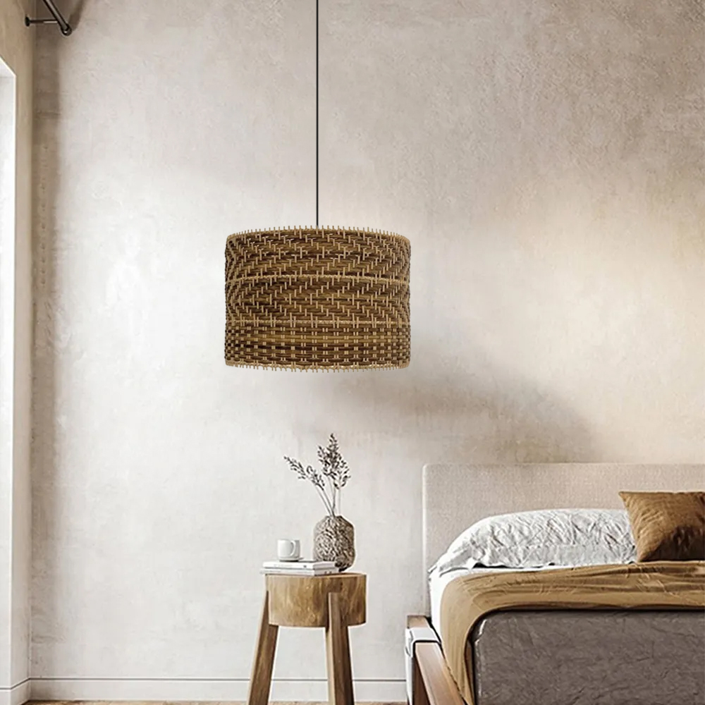 Wabi-sabi Dining Room Rattan Pendant Light Fixtures-Handwovenlamp