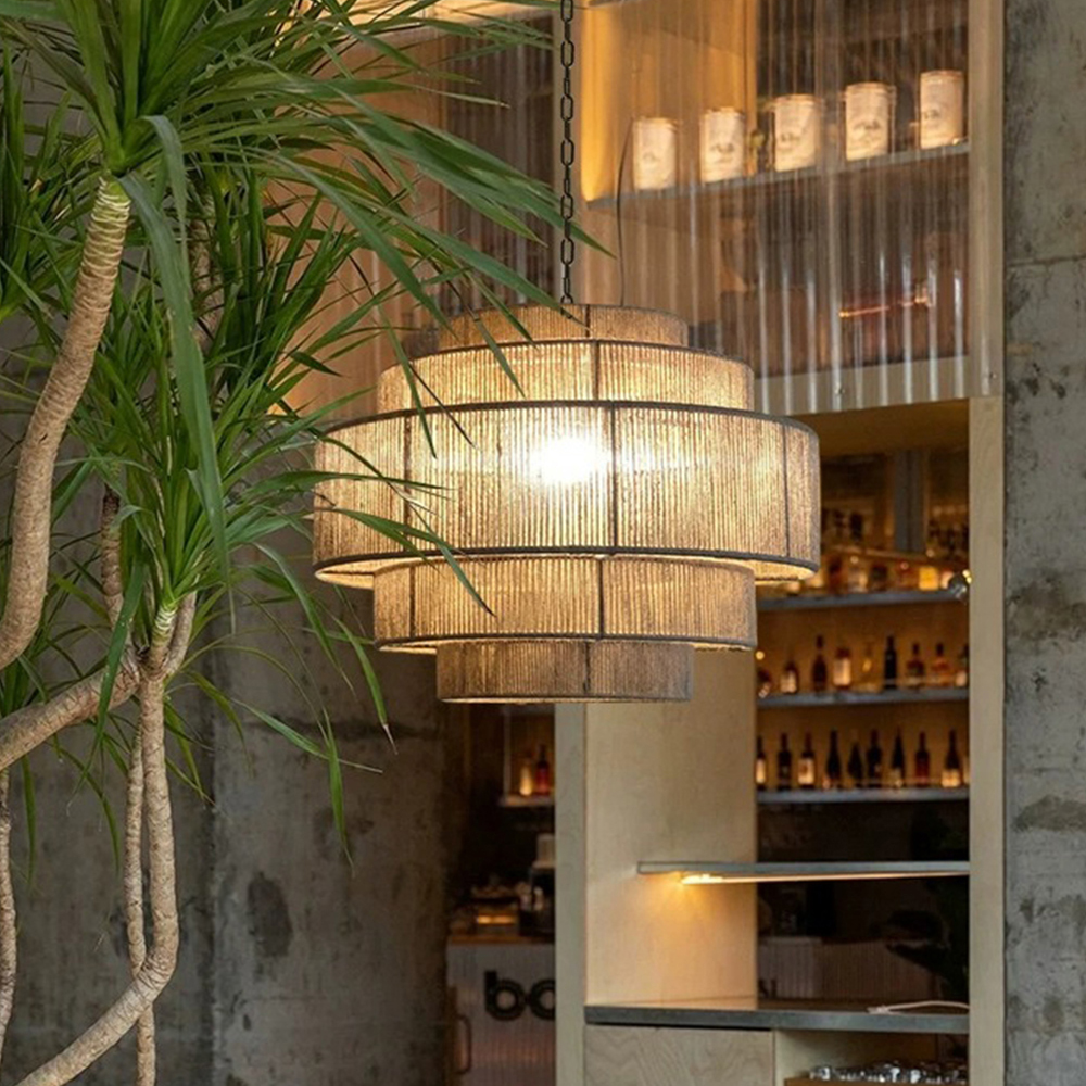 Japanese Chandelier Wabi-sabi Living Room Hemp Rope Pendant Light Southeast Asian lamps-Handwovenlamp