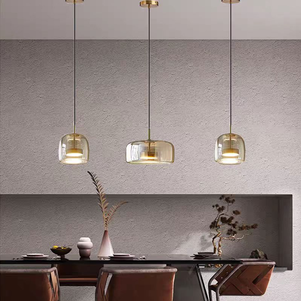 Nordic Modern Glass Pendant Light Multi-head Restaurant Lamps-Handwovenlamp