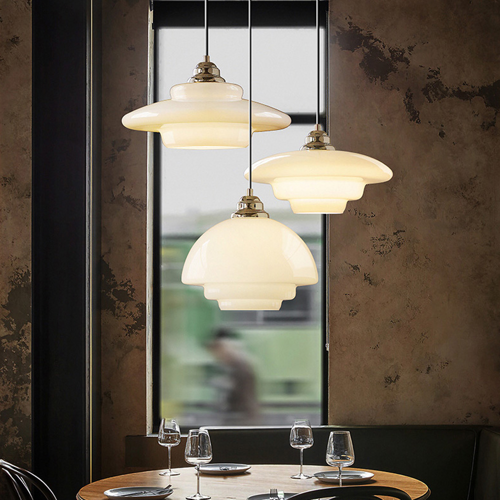 Bauhaus Milk White Glass Pendant Light Art Home Decor-Handwovenlamp