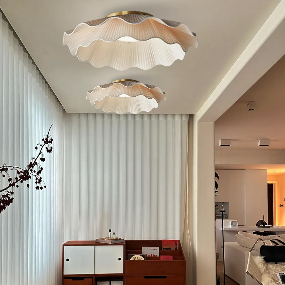 French Simple Fabric Pendant Light For Bedroom Dining Room-Handwovenlamp