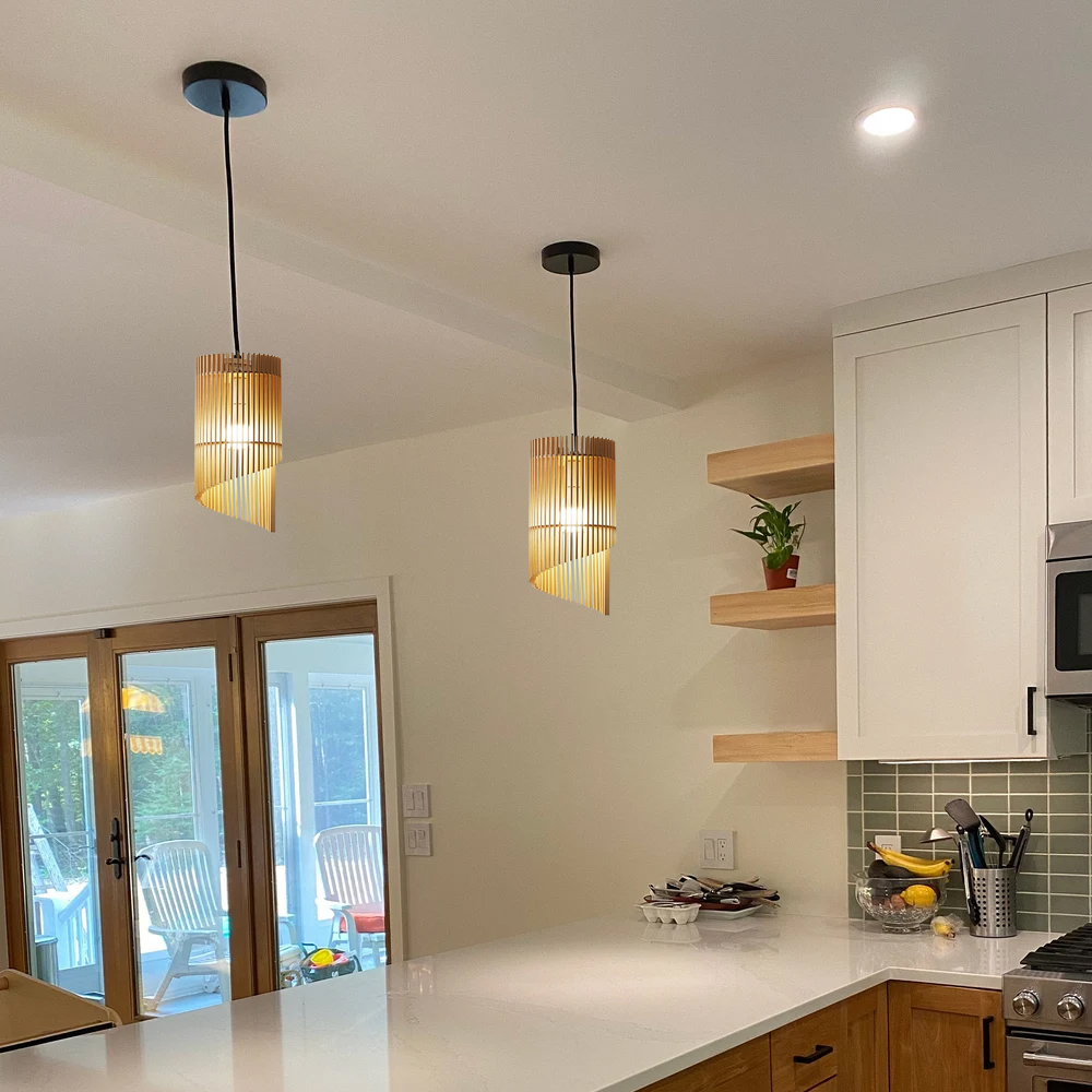 Wabi-sabi Wooden Chandelier Homestay Bedroom Bedside Small Pendant Lamp-Handwovenlamp