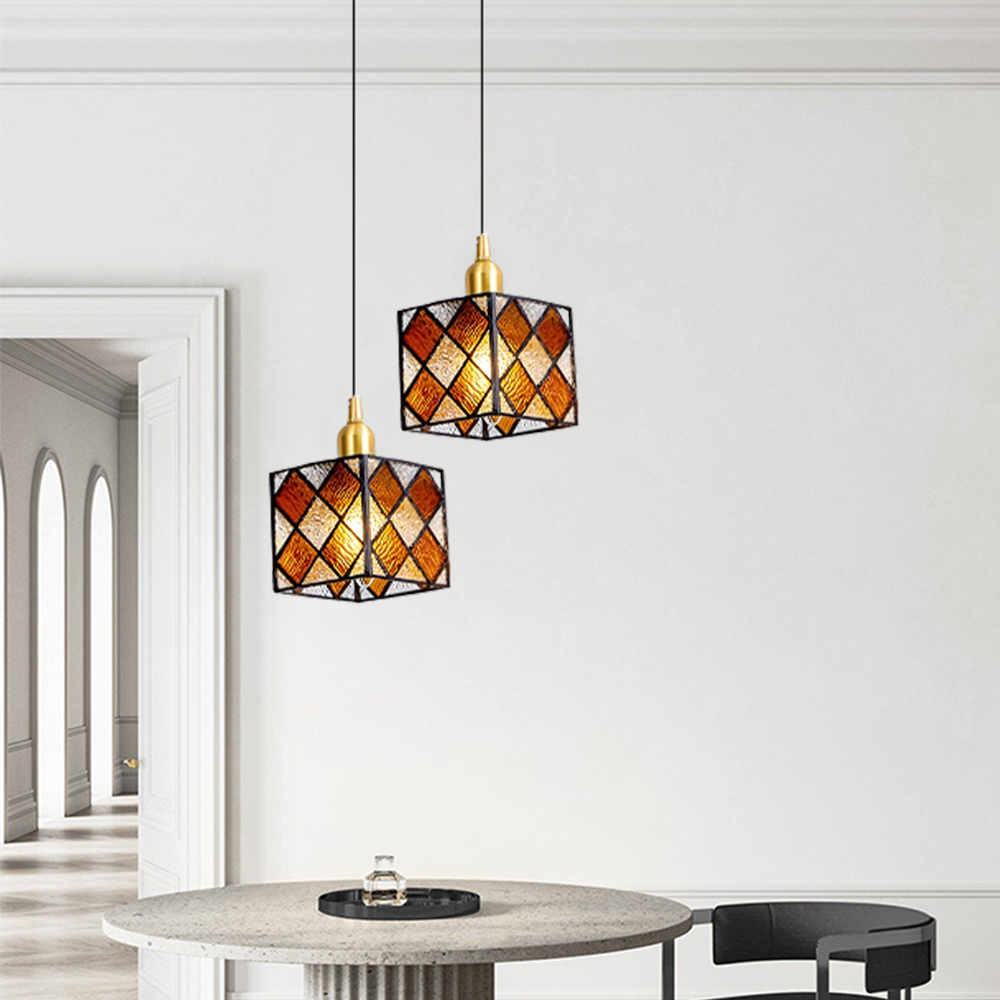 Nordic Creative Rubik’s Cube Small Glass Chandelier For Kitchen Island-Handwovenlamp