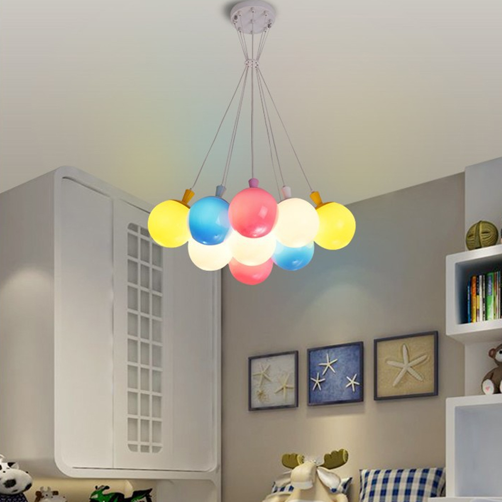 Nordic Children's Bedroom Colorful Bubble Ball Chandelier Nursery Pendant Lights-Handwovenlamp
