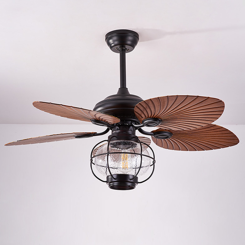 Outdoor Gazebo Ceiling Fan Lamp Retro Balcony Garden Fan Chandelier-Handwovenlamp