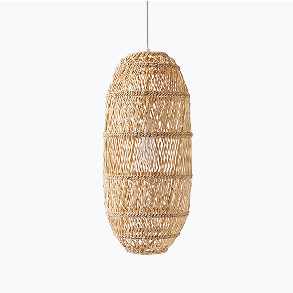 Boho Dining Room Rattan Pendant Light Coastal Living Room Decor Lampshade-Handwovenlamp