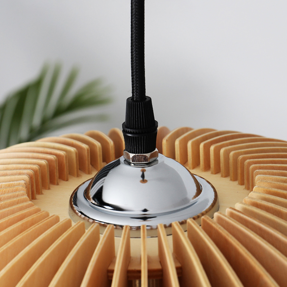 Japanese Pumpkin Lantern Wood Pendant Light Farmhouse Living Room Chandelier-Handwovenlamp