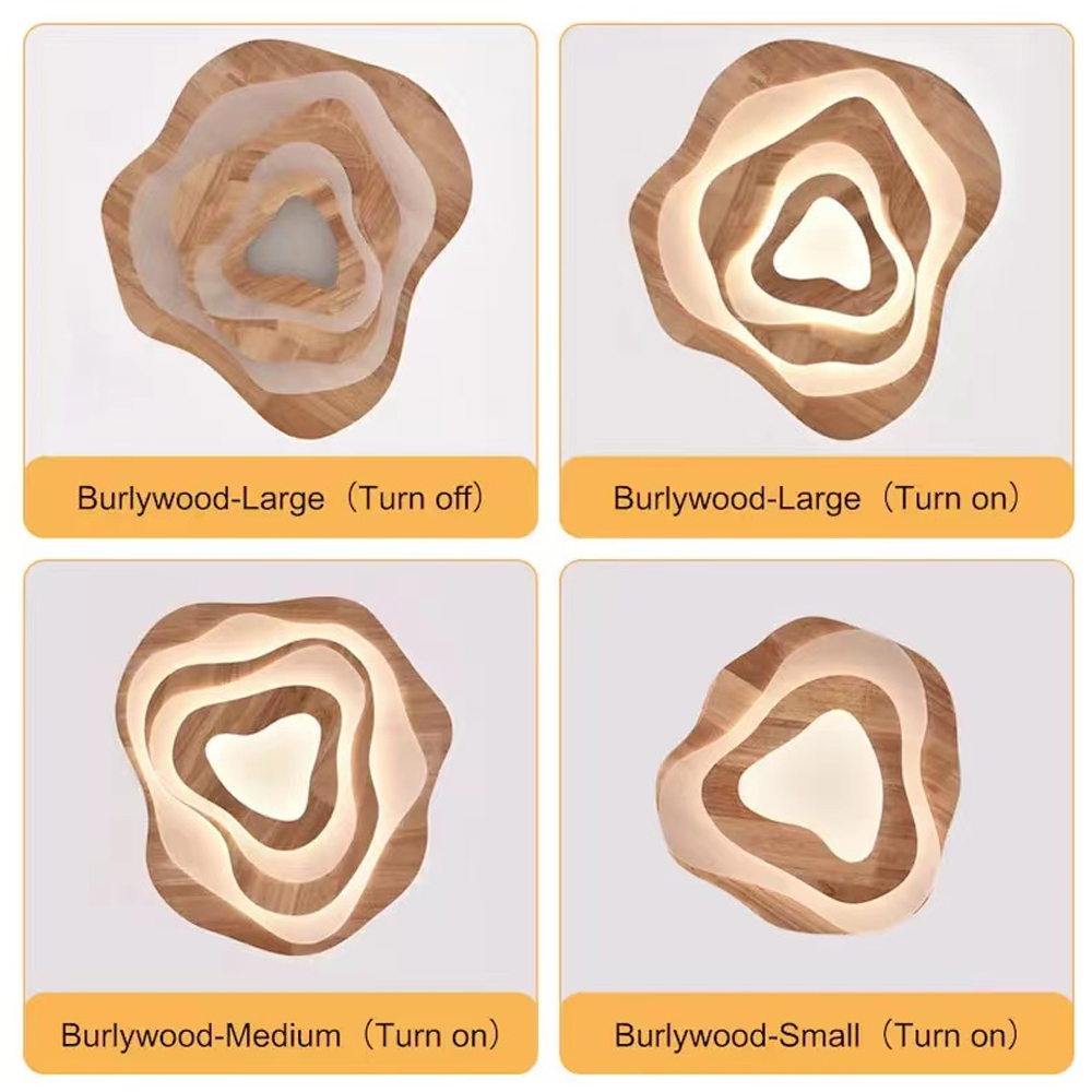 Japanese Flower Ceiling Lamp Solid Wooden Chandelier For Bedroom-Handwovenlamp