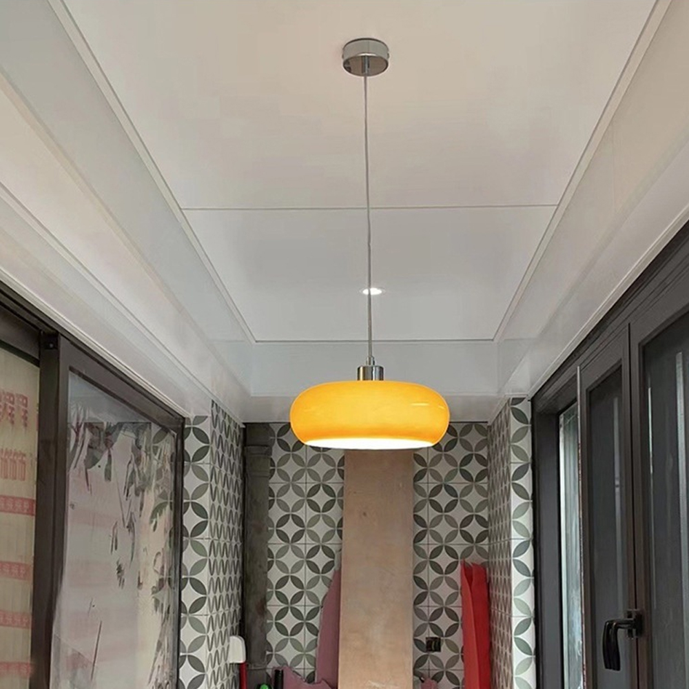 Milk White Glass Pendant Light Dining Room Hanging Chandelier-Handwovenlamp