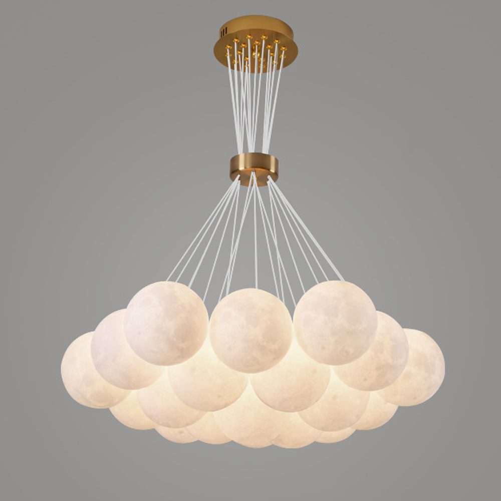 Nordic Children's Room Chandelier 3D Moon Bubble Ball Pendant Lamp-Handwovenlamp