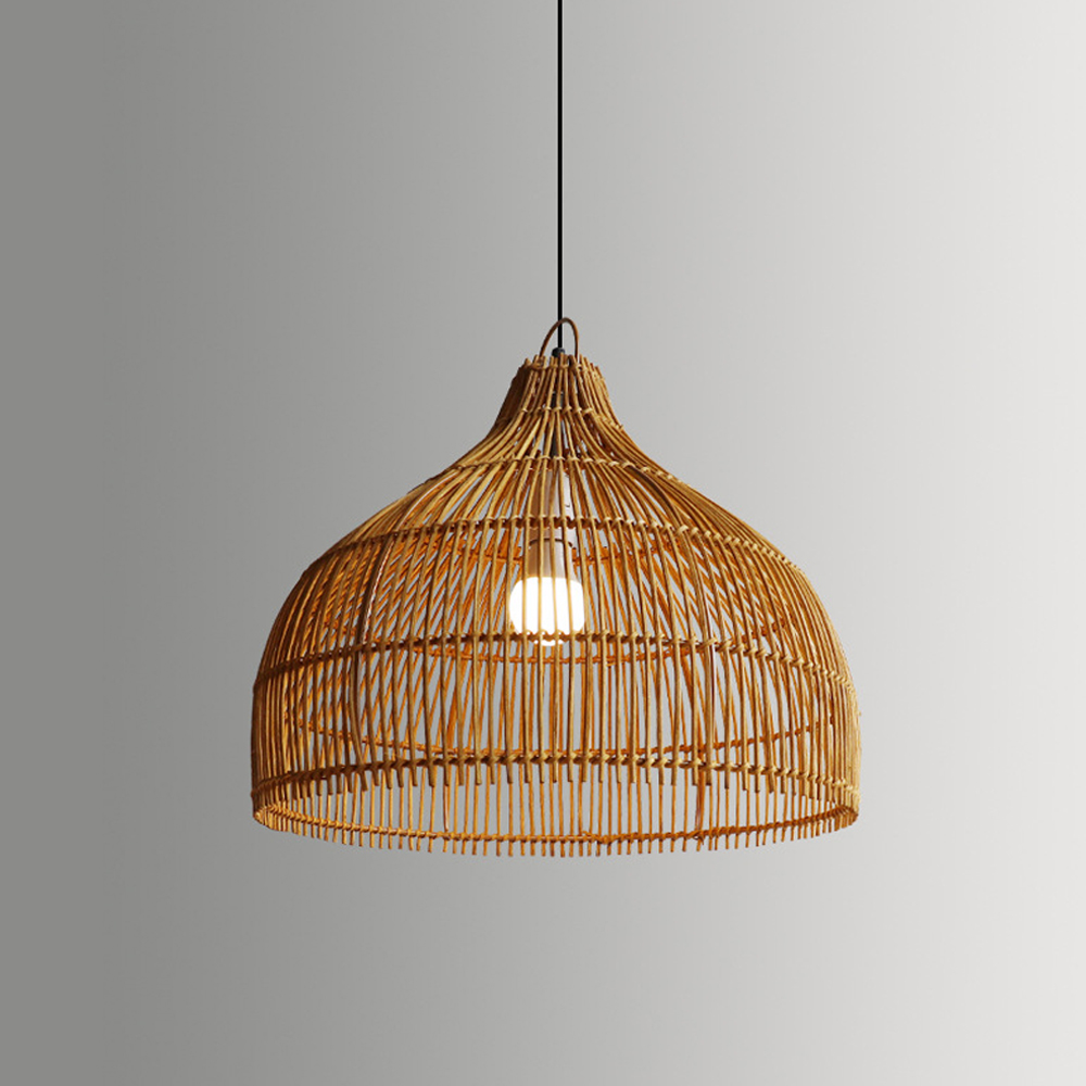 Japanese Rattan Hanging Lamp Simple Hand-woven Dining Room Kitchen Rattan Light Fixture-Handwovenlamp