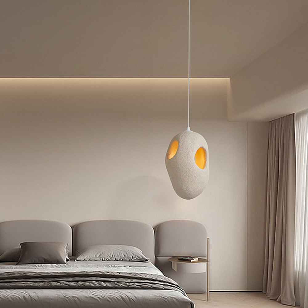 Japanese Retro Handmade Hanging Lamp High Density Polystyrene Wabi Sabi Pendant Light-Handwovenlamp