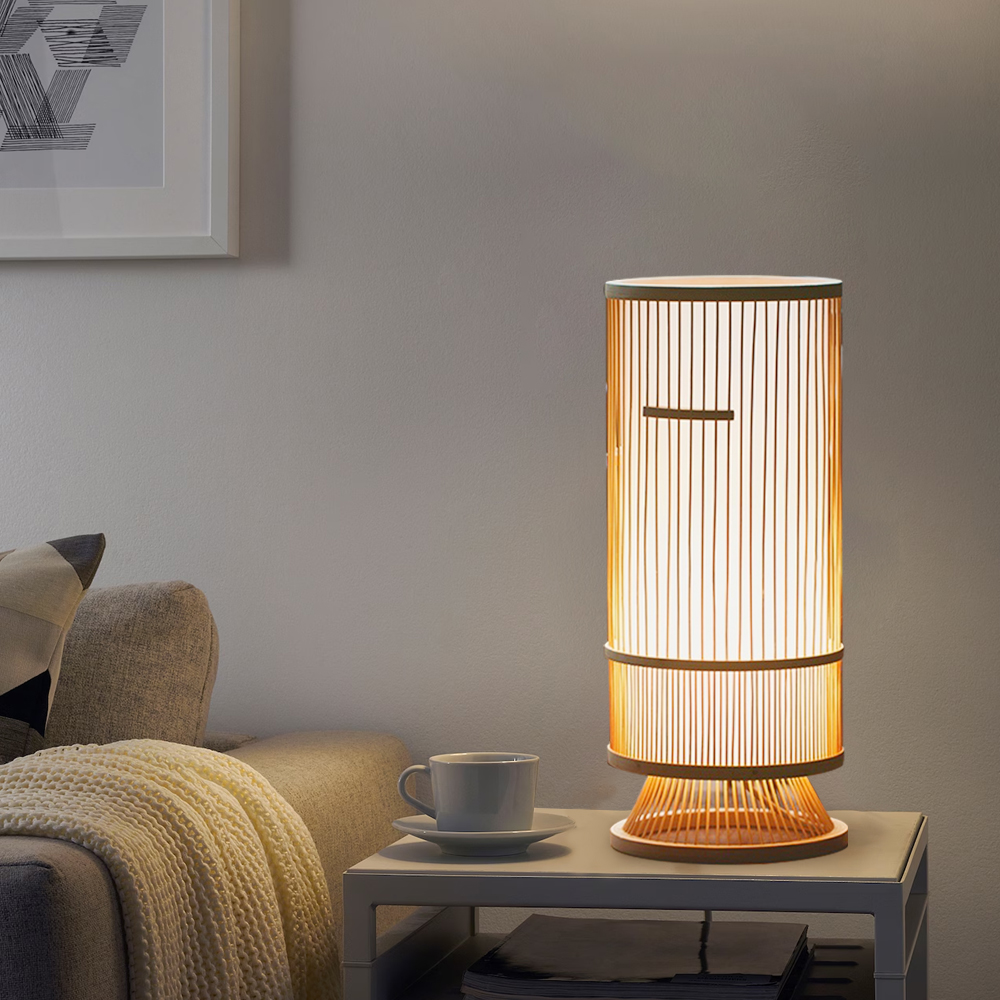 Bedroom Bedside Night Light Japanese Style Bamboo Table Lamp-Handwovenlamp
