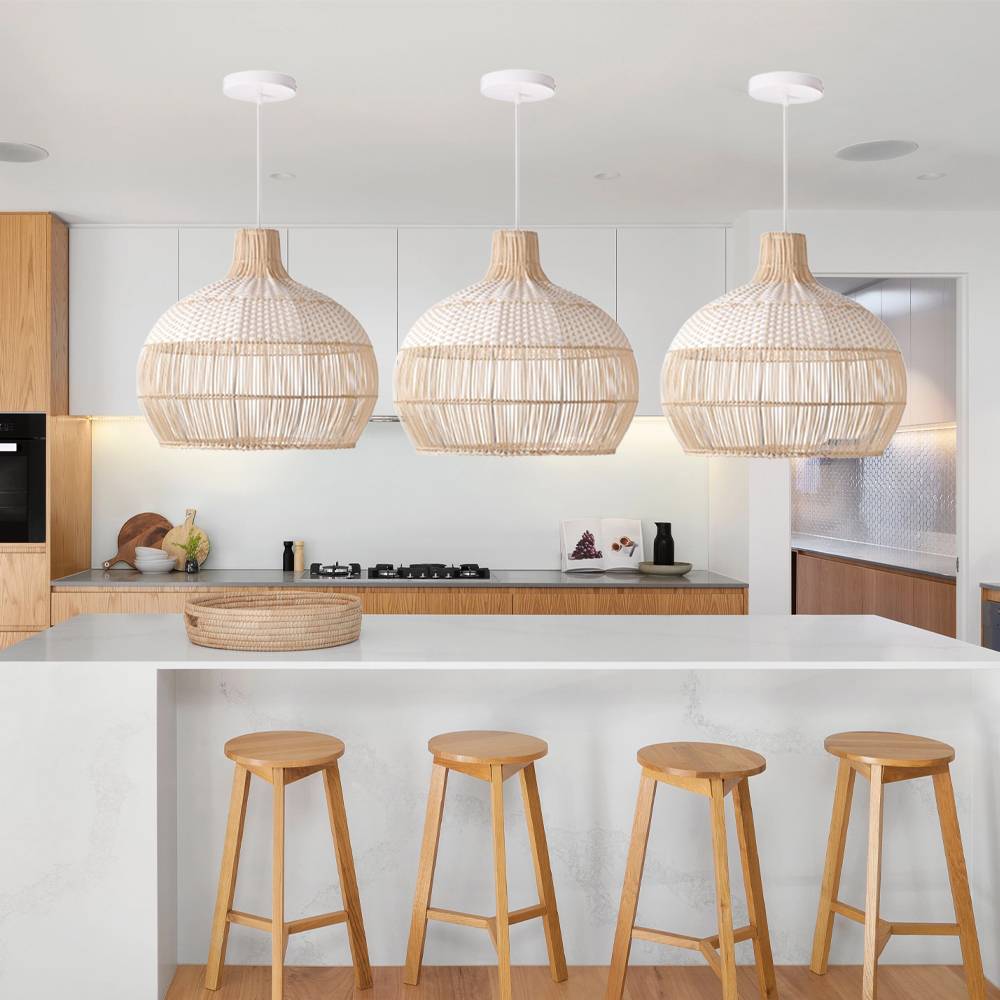 Handwoven Rattan Kitchen Island Pendant Lighting-Handwovenlamp