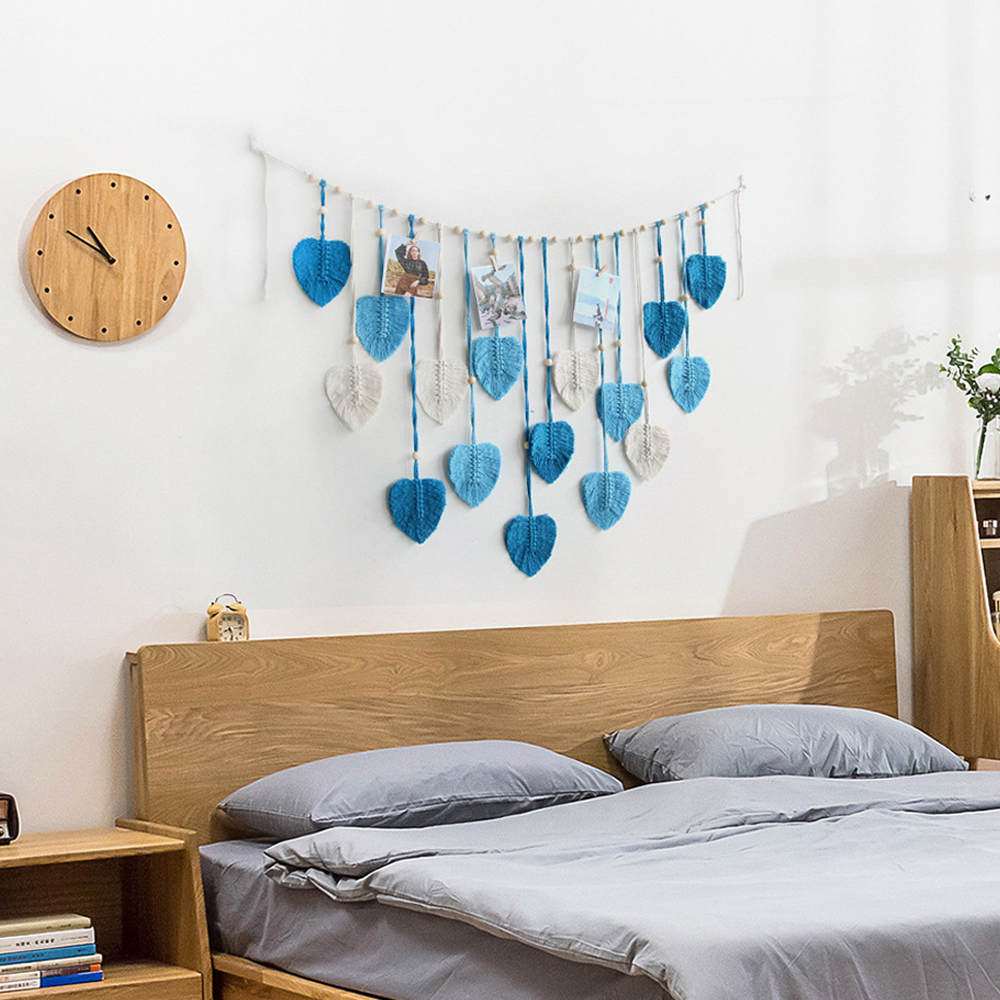 Bohemian Decorative Handwoven Leaf Tapestry Children's Room Background Tassel Wall Hanging-Handwovenlamp