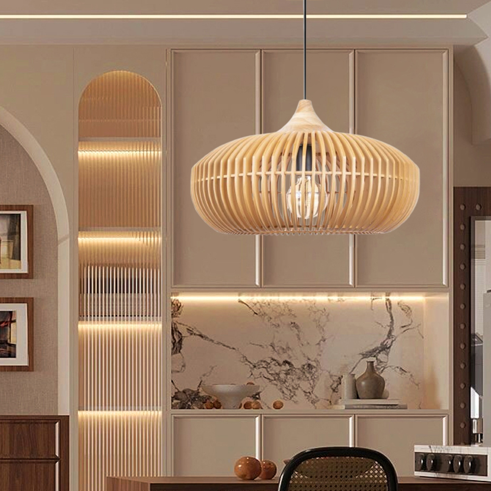 Japanese Retro Bar Table Wooden Pendant Lights Restaurant Lamp Medieval Lamp Fixture-Handwovenlamp