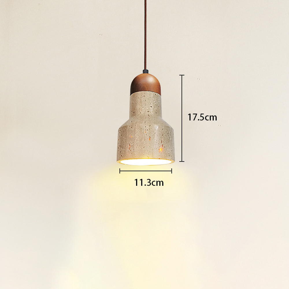 Wabi-Sabi Creative Homestay Travertine Stone Pendant Light Fixture-Handwovenlamp