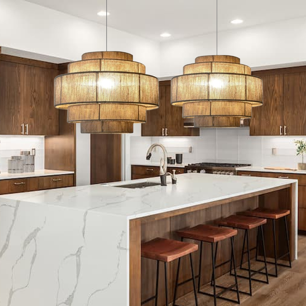 Japanese Chandelier Wabi-sabi Living Room Hemp Rope Pendant Light Southeast Asian lamps-Handwovenlamp