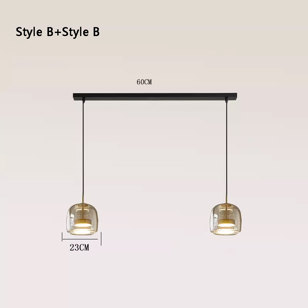 Nordic Modern Glass Pendant Light Multi-head Restaurant Lamps-Handwovenlamp