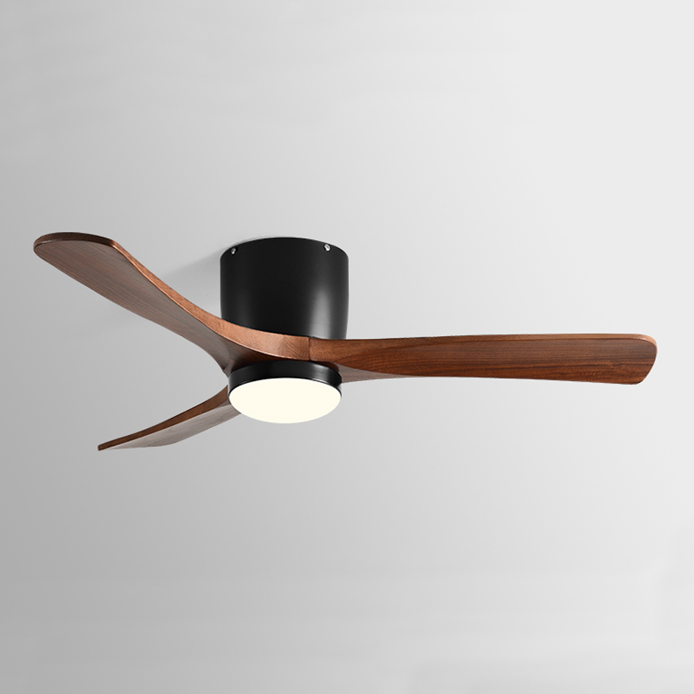 Ceiling Fan With Light Nordic Solid Wood LED Fan Lamp For Restaurant Living Room-Handwovenlamp