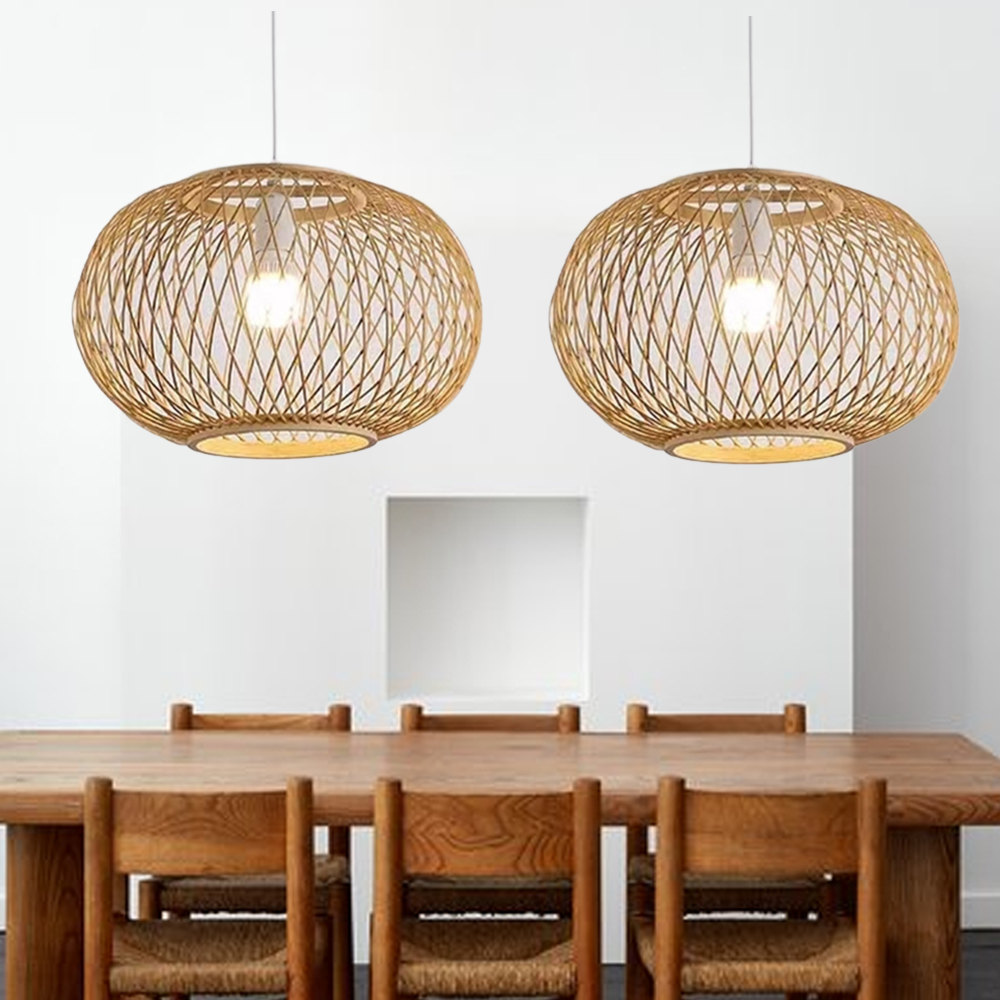 Restaurant decor bamboo Pendant Lamp Fixture Kitchen Island Lighting Furniture-Handwovenlamp