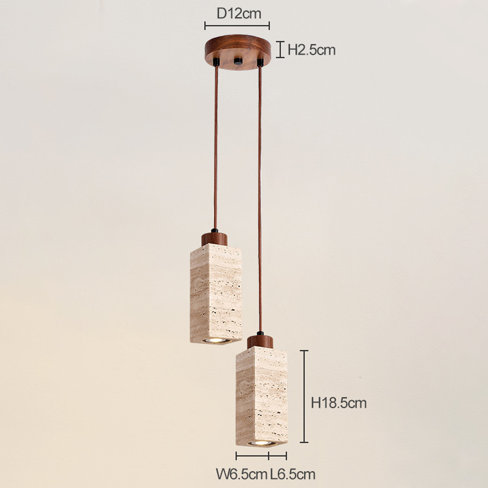 Wabi-sabi Travertine Chandelier Island Table Retro Window Spotlight-Handwovenlamp