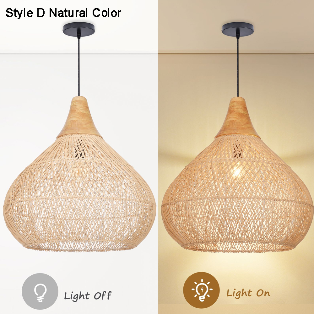 Rattan Pendant Light Wabi Sabi Style Retro Dining Room Chandelier