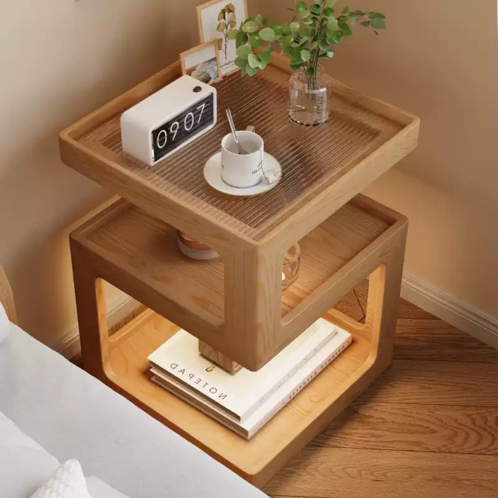 Solid Wood Bedside Table Small Bedroom Multi-layer Bedside Table