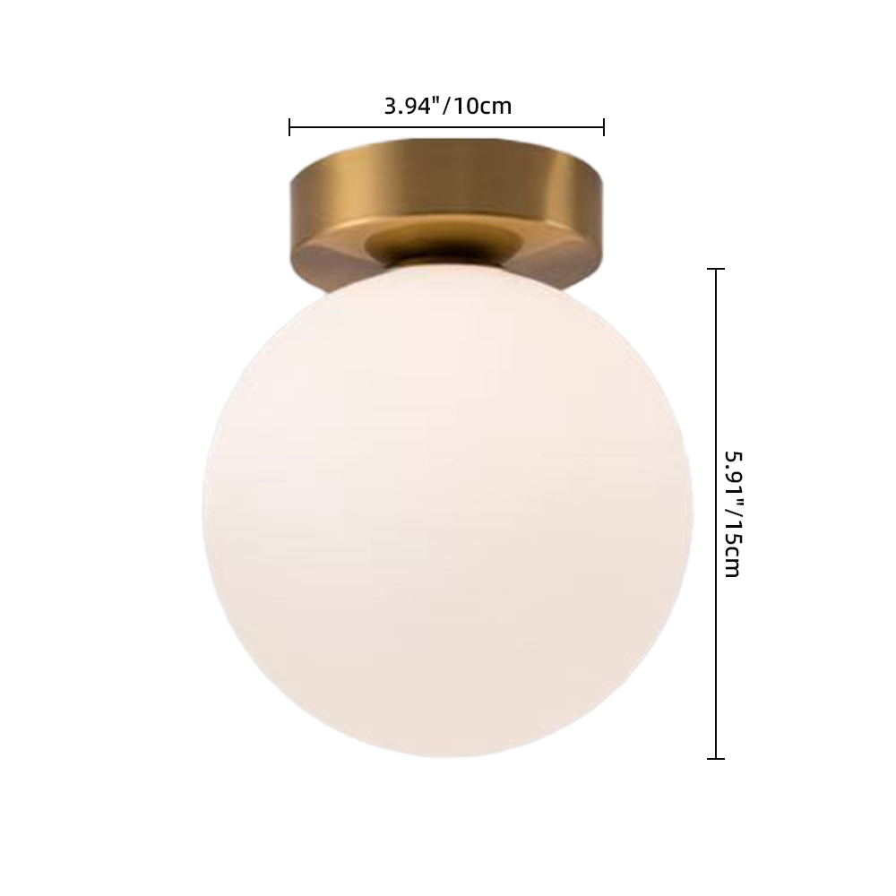 Nordic Entrance Corridor Brass Ceiling Lamp Minimalist Luxury Spherical Glass Lamp