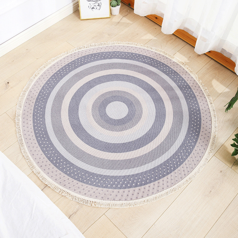 Round floor mat bedroom bedside living room decorative carpet-Handwovenlamp
