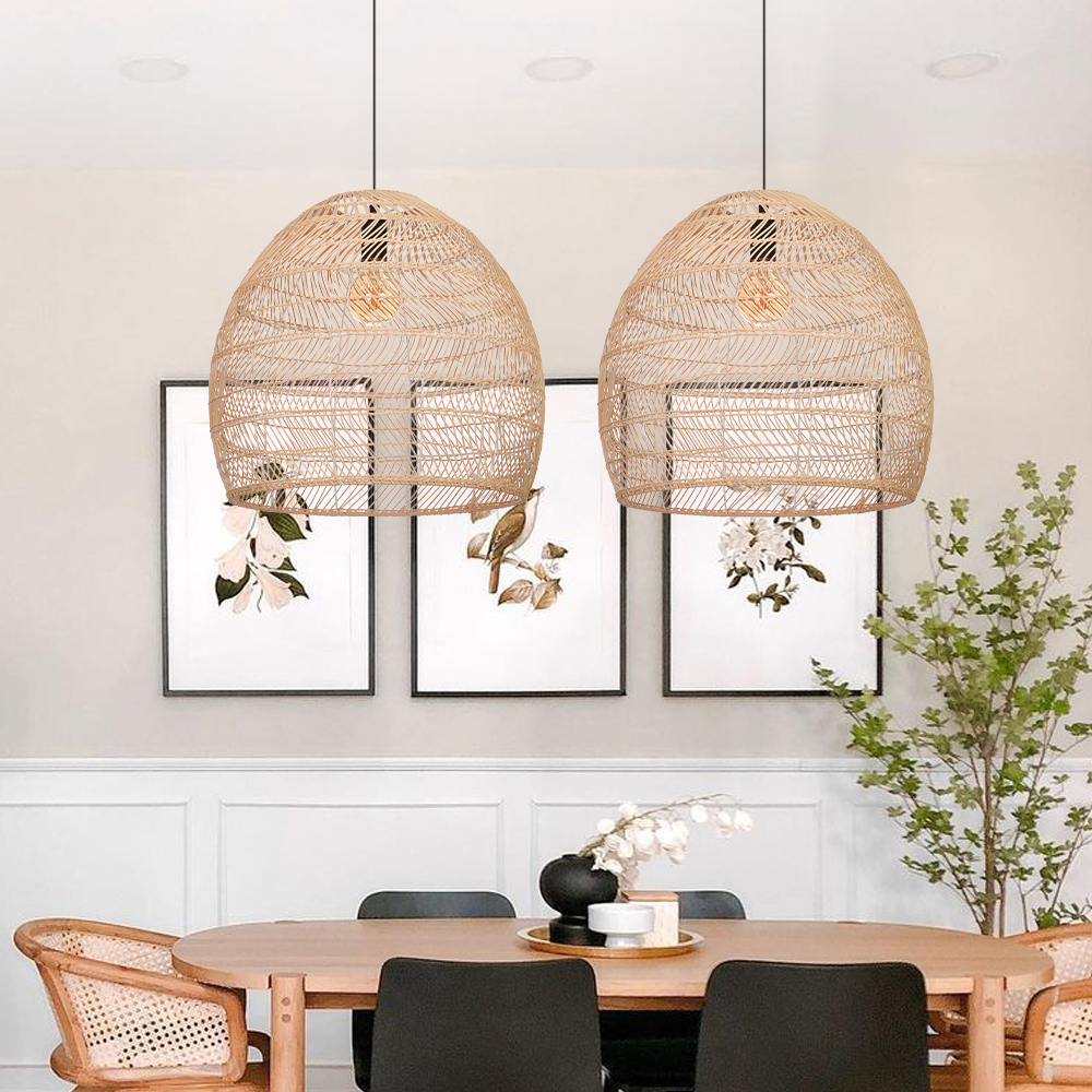 Restaurant Decorative Lighting Fixtures Rattan Pendant Lights