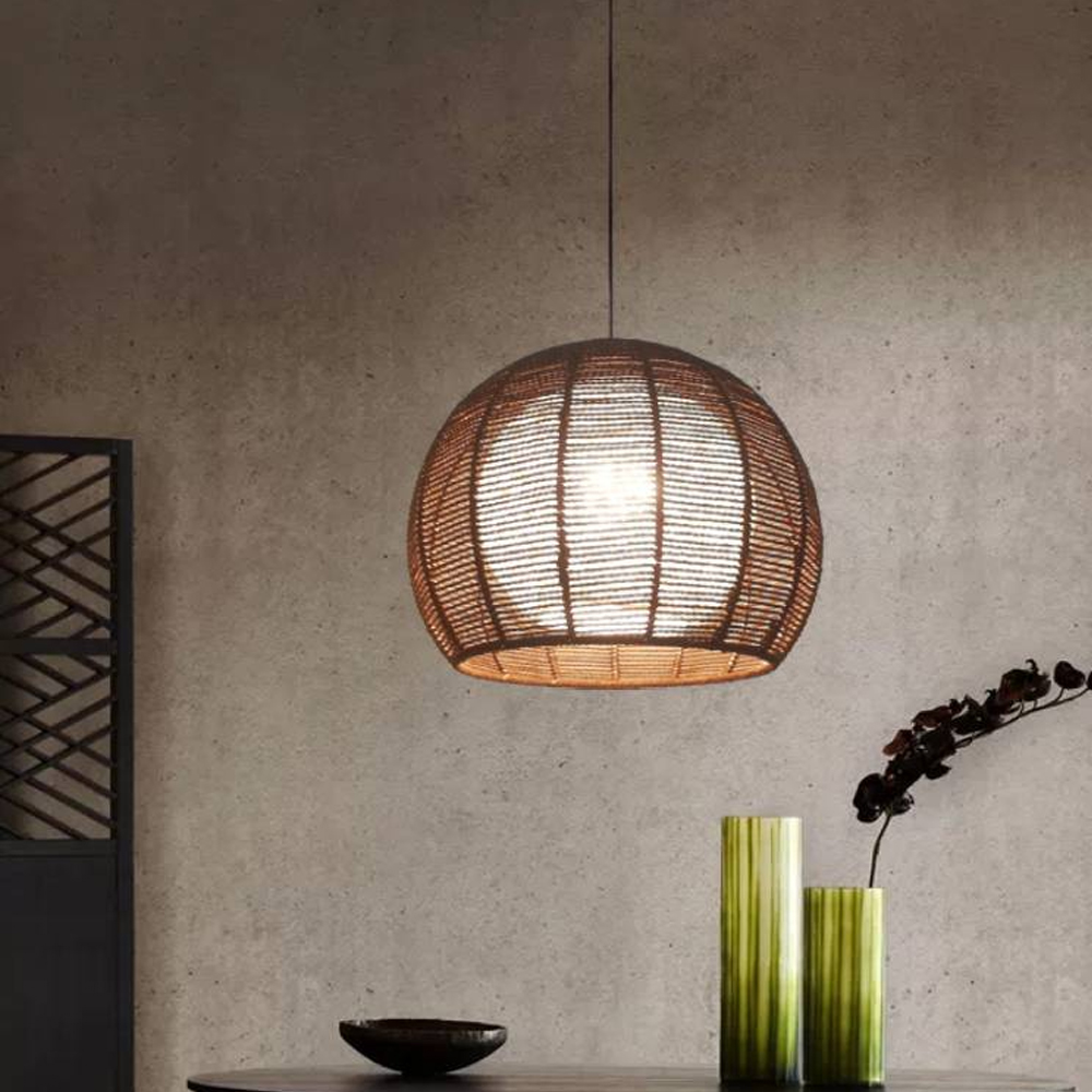 Nordic Hand-woven Rattan Pendant Light Balcony Tatami Hemp Rope Lamp-Handwovenlamp