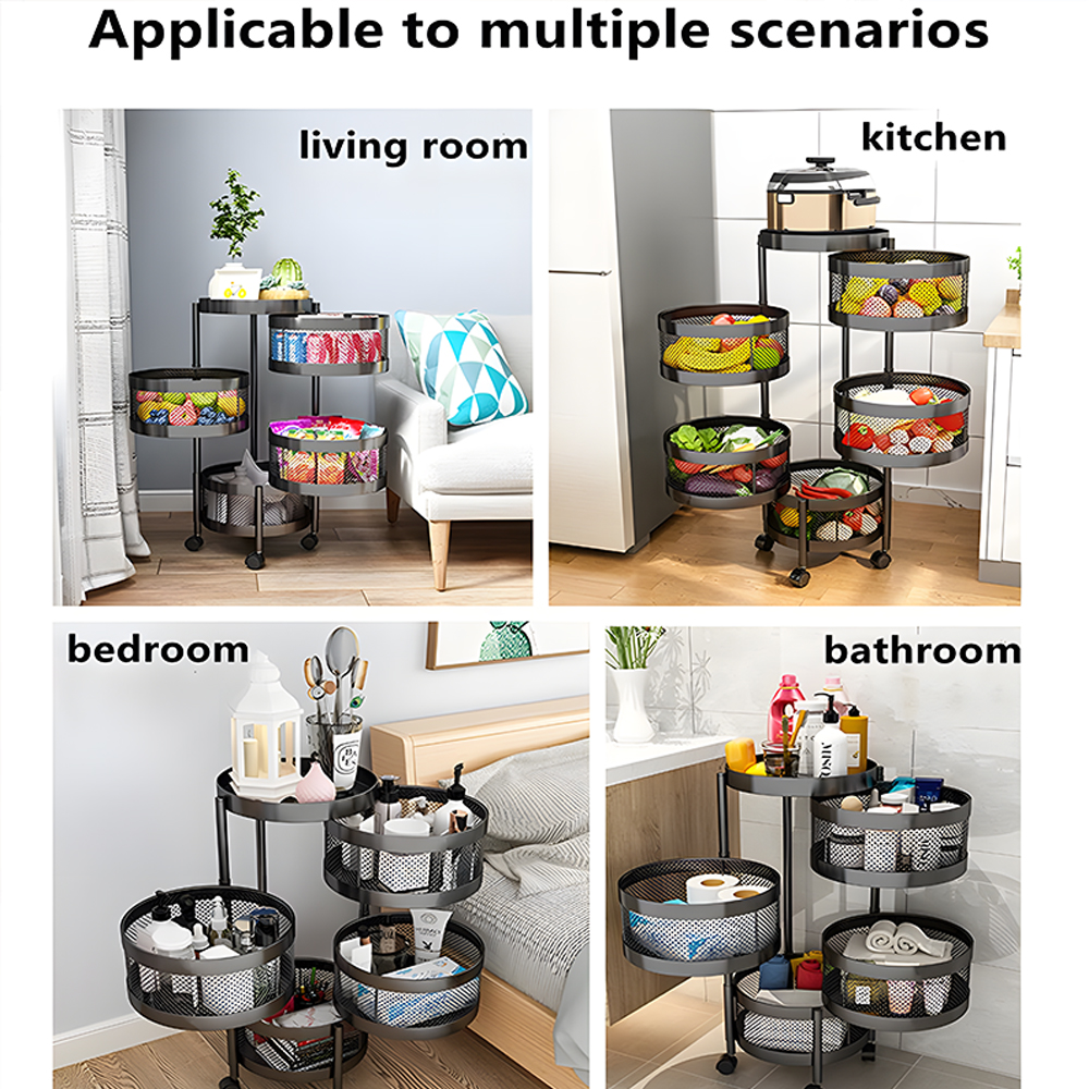 Multifunctional Kitchen Shelf Multi-layer Rotatable Storage Rack-Handwovenlamp