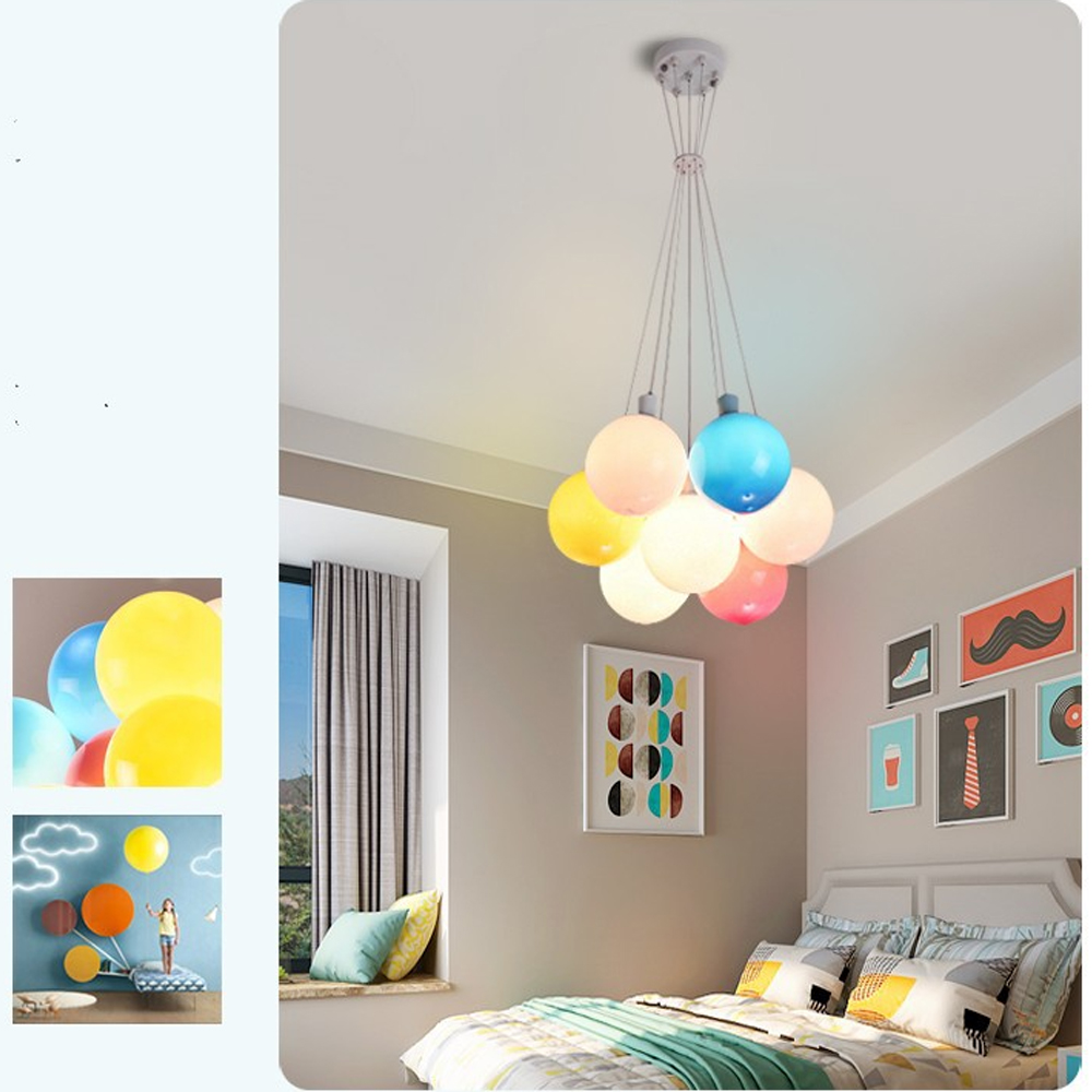 Nordic Children's Bedroom Colorful Bubble Ball Chandelier Nursery Pendant Lights-Handwovenlamp