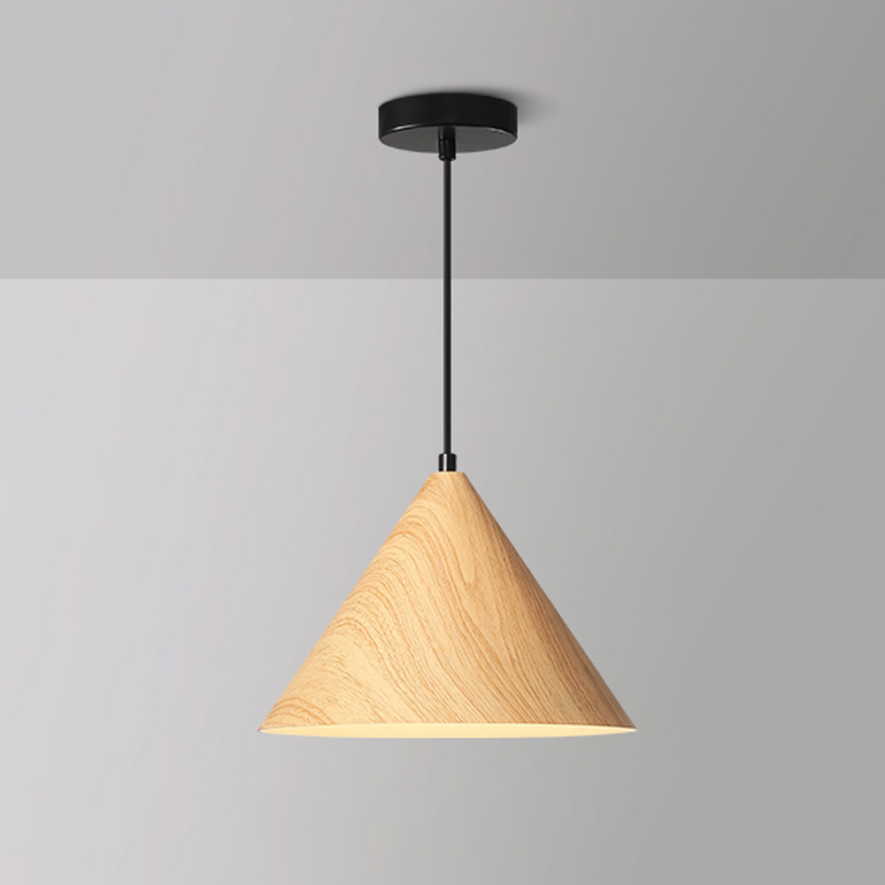 Dining Room Inverted Triangular Funnel Wooden Pendant Light-Handwovenlamp