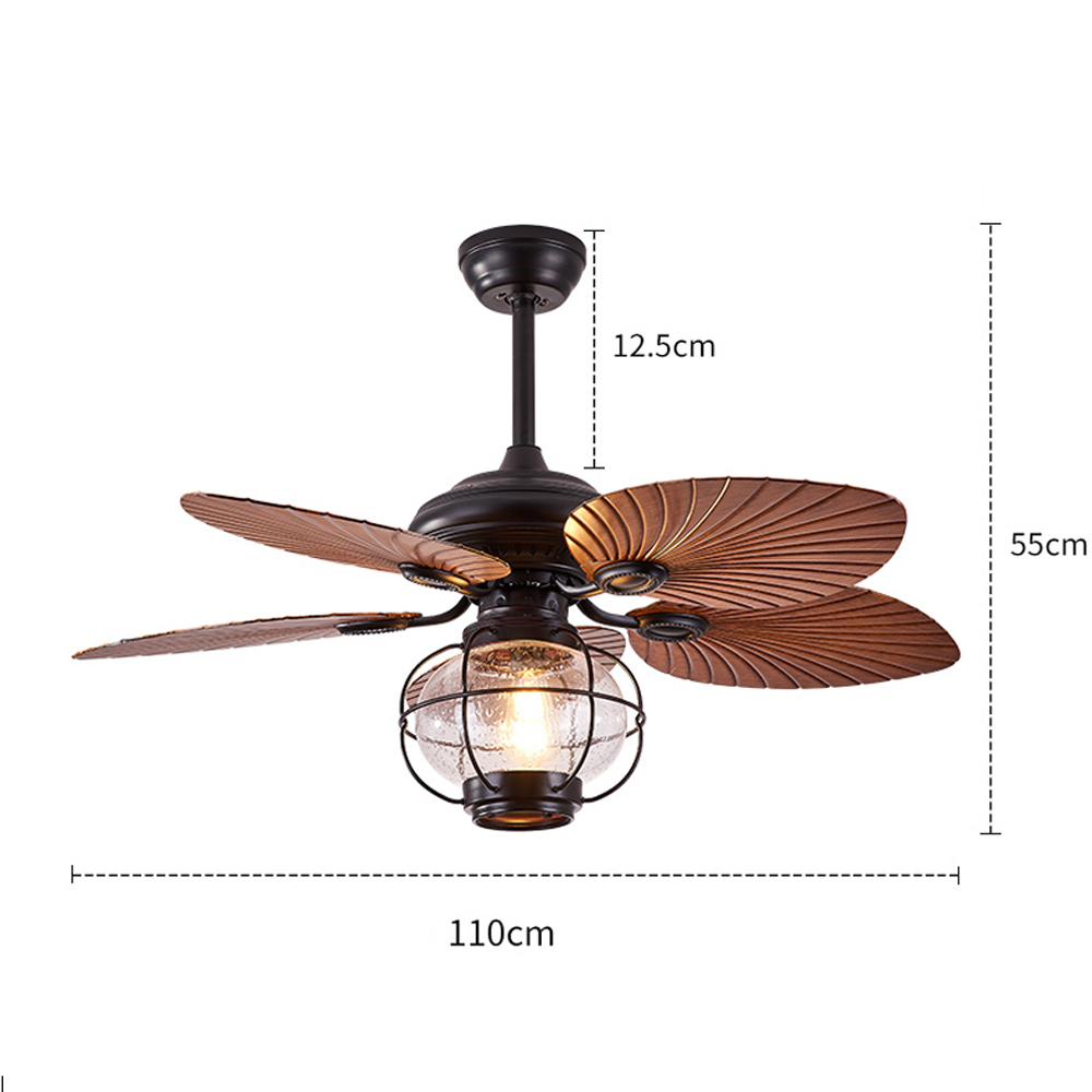 Outdoor Gazebo Ceiling Fan Lamp Retro Balcony Garden Fan Chandelier-Handwovenlamp