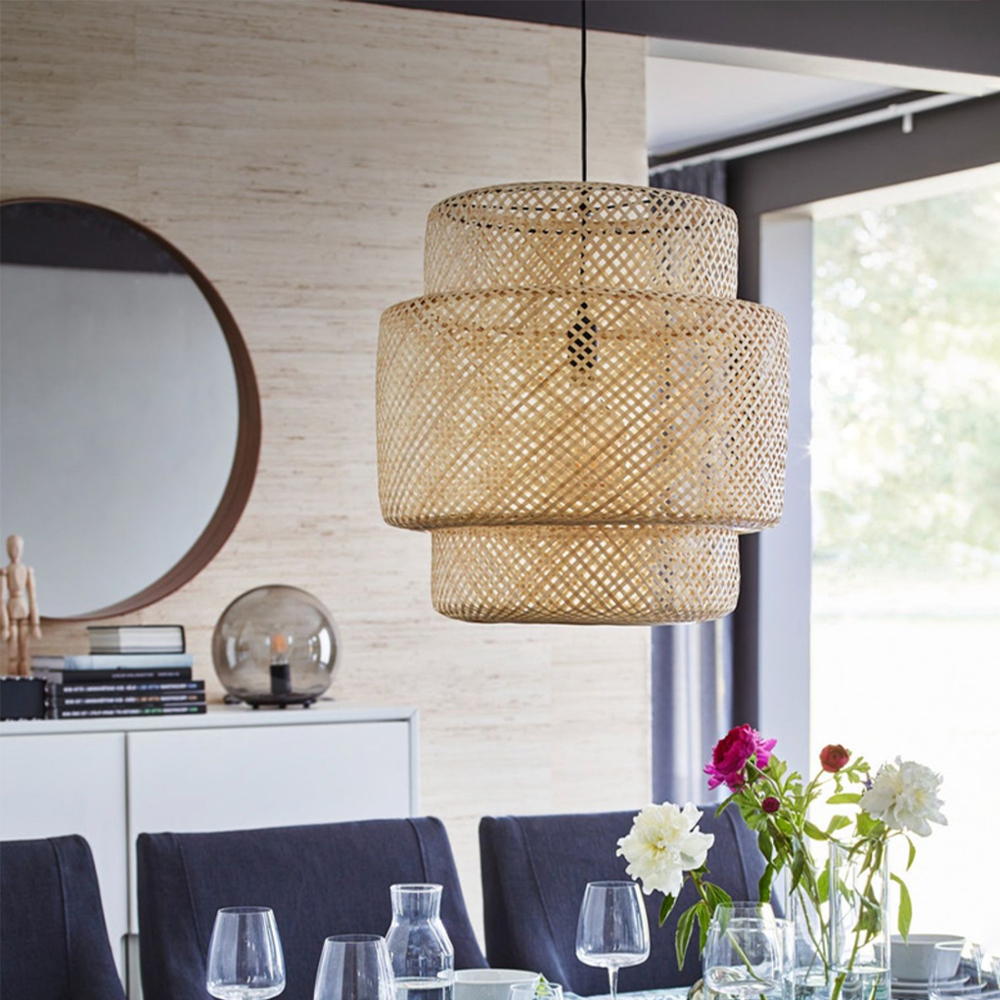 Dining Room Decorative Lamp Boho Style Bamboo Wicker Pendant Lights-Handwovenlamp