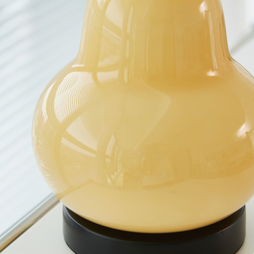 French Cream Pear Table Lamp Portable Rechargeable Touch Bedside Lamp-Handwovenlamp