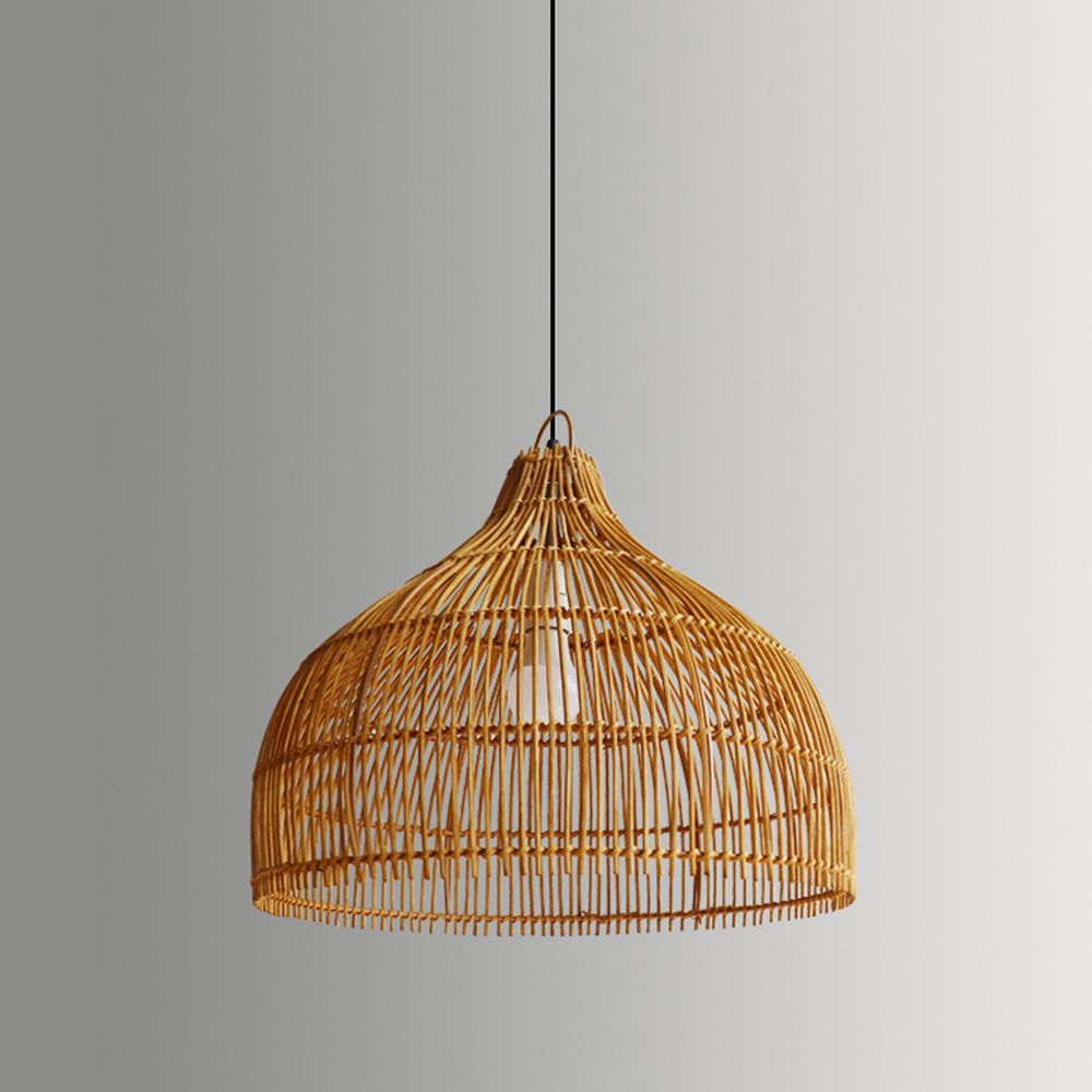 Japanese Rattan Hanging Lamp Simple Hand-woven Dining Room Kitchen Rattan Light Fixture-Handwovenlamp