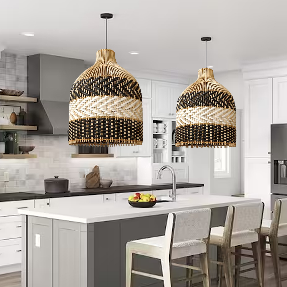 Contemporist Woven Rattan Pendant Light Kitchen Island Ceiling Lighting Chandelier-Handwovenlamp