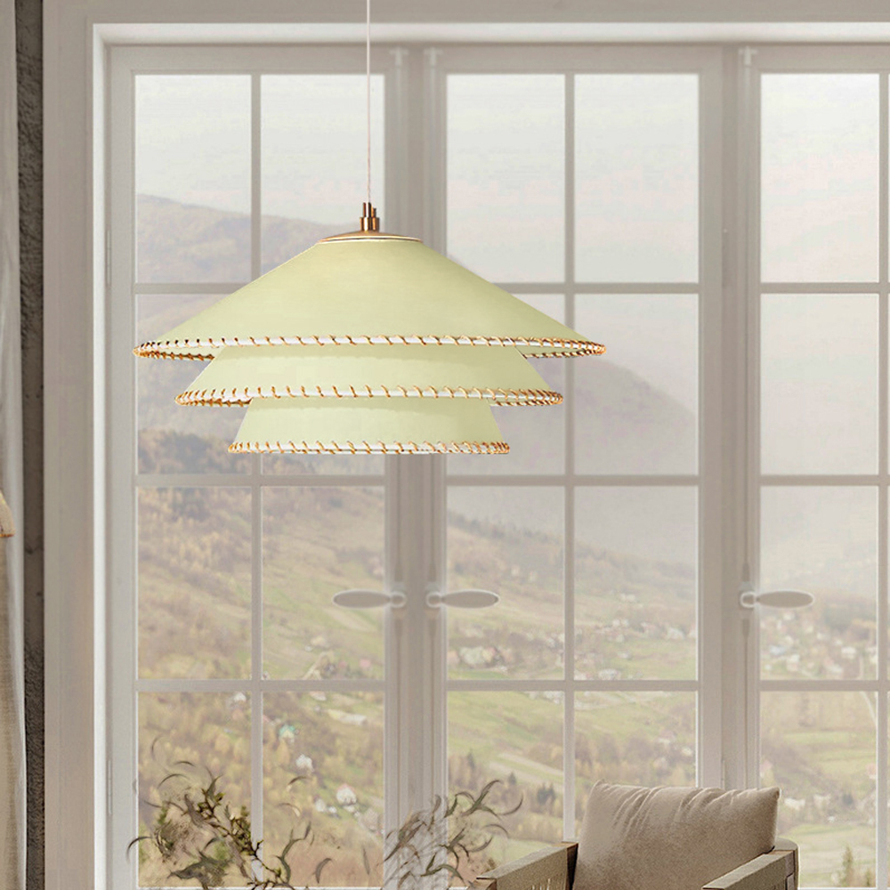 Nordic Simple PVC Dining Chandelier Wabi-sabi Style Bedroom Pendant Light-Handwovenlamp