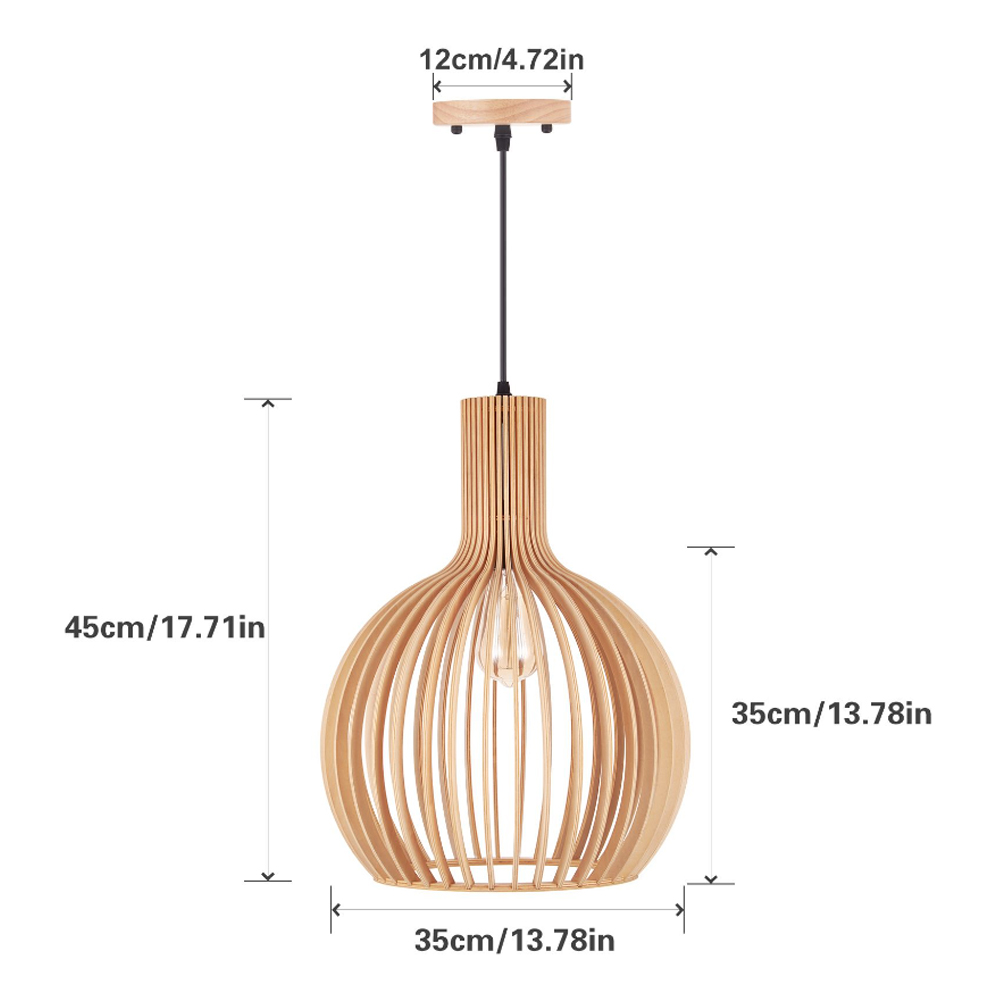 Modern Wooden Pendant Light Fixture Nordic Creative Birdcage Chandelier-Handwovenlamp